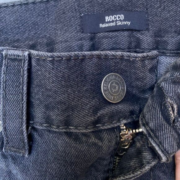 True Religion Gray Camo Rocco Moto Jeans Men’s 33/38 Inseam 33.5" Rise 12" - Picture 7 of 12